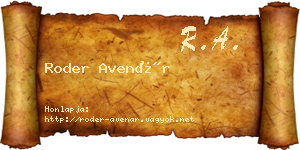 Roder Avenár névjegykártya